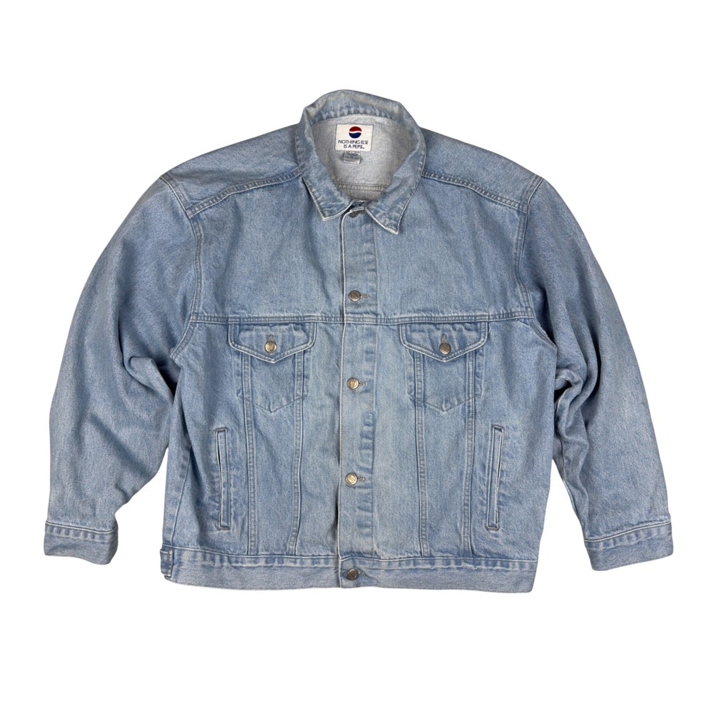 Vintage 90s Pepsi Denim‎ Jacket Men's XL Blue Trucker Promo Cotton USA Soda